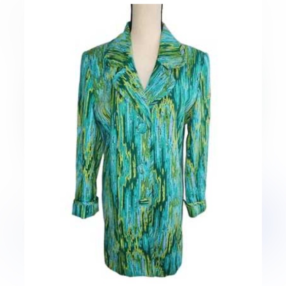 Bob Mackie Jackets & Blazers - Bob Mackie Teal and Yellow Patterned Jacket